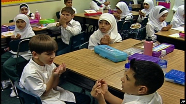 Students at the Muslim American Youth Academy in Dearborn, Michigan follow the standard state curriculum. They also learn about Islam and take Arabic as a foreign language.