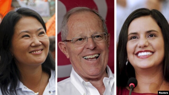 Ba ứng cử viên tổng thống Peru (từ trái): Keiko Fujimori, Pedro Pablo Kuczynski và Veronika Mendoza.