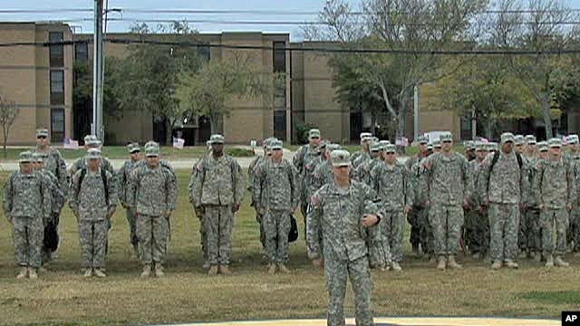 Soldiers in formation at Fort Hood in Texas