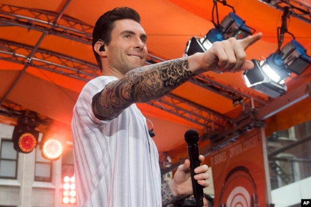FILE - Adam Levine from the band Maroon 5 performs on NBC's 