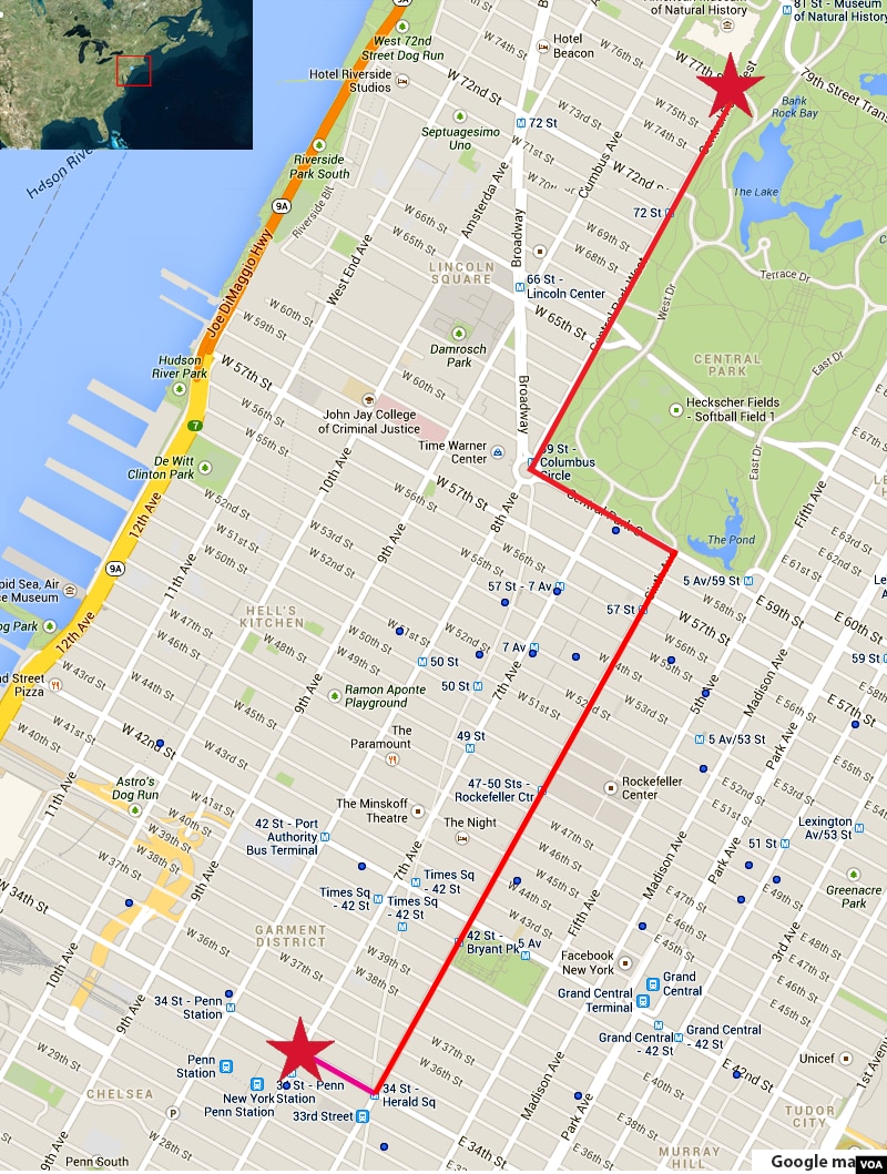 Macy's Thanksgiving Day Parade route (click to enlarge)