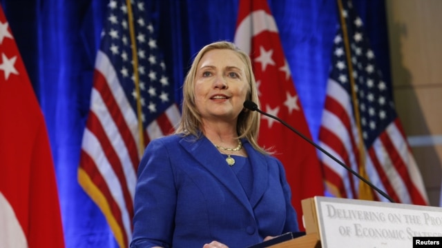 Bộ trưởng Ngoại giao Hoa Kỳ Hillary Clinton tại Singapore ngày 17/11/2012.