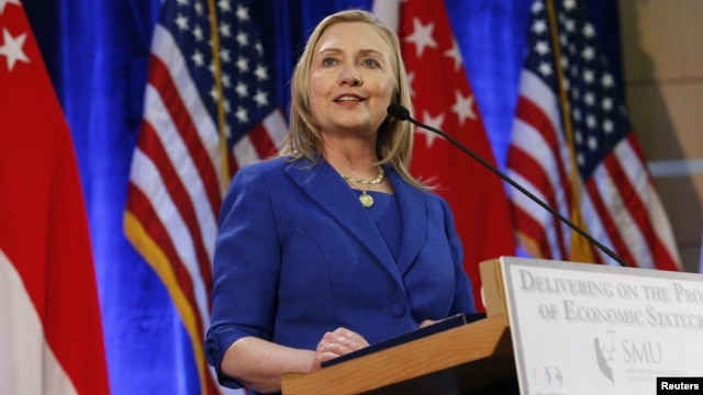 US Secretary of State Hillary Clinton speaks in Singapore November 17, 2012.