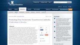 In a recent analysis, “Promoting True Democratic Transition in Cambodia,” the Washington think tank says the 2013 elections, which the opposition claims were marred by widespread fraud, offer a chance to reevaluate the US relationship with Cambodia.