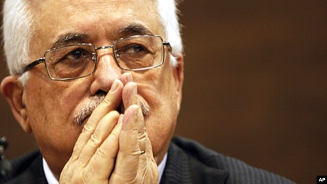 Palestinian President Mahmoud Abbas listens to a question during a news conference in the capital Sarajevo, Bosnia-Herzegovina, August 16, 2011