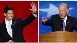 Vis Prezidan Joe Biden (a dwat) epi kandida repibliken pou pòs Vis Prezidan an, Depite Paul Ryan (Foto achiv).