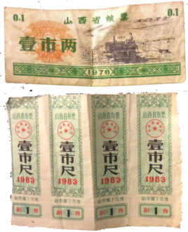 中国计划经济时期的粮票和布票（美国之音海涛拍摄）