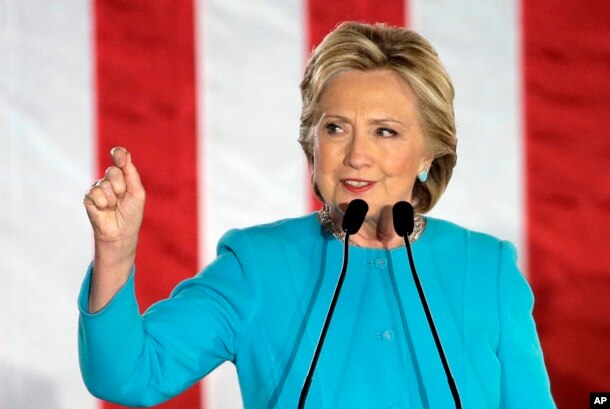 Democratic presidential candidate Hillary Clinton speaks during a campaign rally, Nov. 6, 2016, in Manchester, N.H.