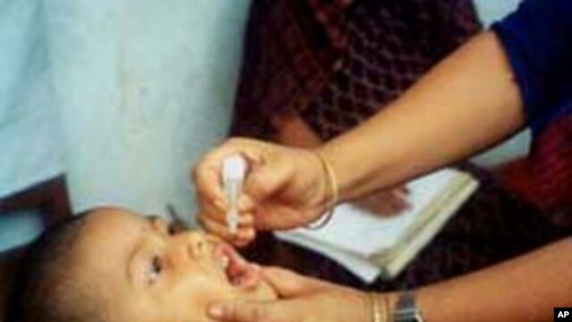 Child receiving polio vaccine