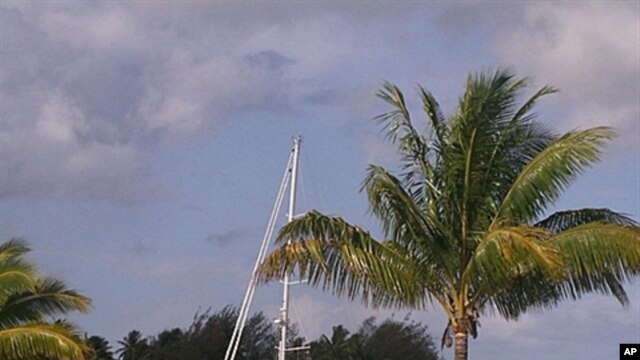 This undated photo courtesy of a family friend shows the S/V Quest yacht that belonged to Jean and Scott Adams