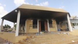 An exterior view of the US consulate in Benghazi September 12, 2012, a day after it was attacked by militants.
