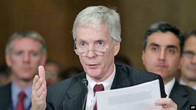 Ryan Crocker, President Barack Obama's choice to become ambassador to Afghanistan, testifies before the Senate Foreign Relations Committee hearing on his nomination, on Capitol Hill in Washington, DC, June 8, 2011
