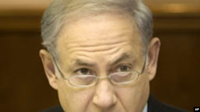 Israeli Prime Minister Benjamin Netanyahu at the weekly cabinet meeting in his Jerusalem office, 24 Oct 2010