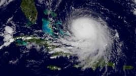 Hurricane Joaquin is shown off the Bahamas, Sept. 30, 2015. The U.S. National Hurricane Center said Hurricane Joaquin is headed toward the Bahamas with powerful winds and torrential rain.