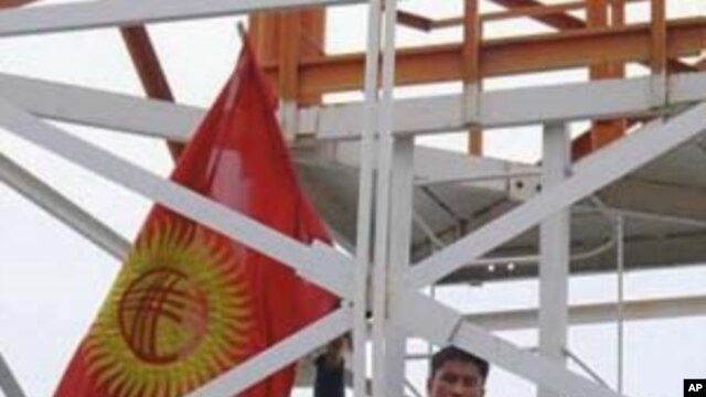 A demonstrator in Kyrgyzstan