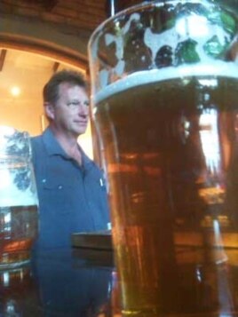 Van Der Merwe makes beer- such as Old Bull Bitter ale-from British hops
