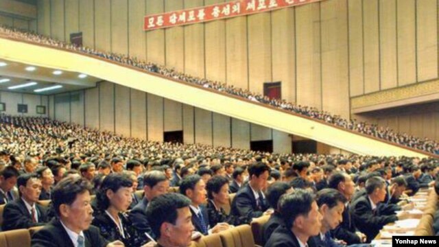 2007년 10월 26일 평양 4.25문화회관에서 열린 전국당세포비서대회. (자료사진)