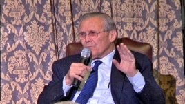 Former Secretary of Defense Donald Rumsfeld discusses his new memoir with members of the Union League Club in Chicago
