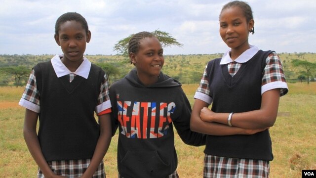 Masai girls, now in school instead of being married young, at Priscilla Nangurai's rescue center in Kajiado, Kenya