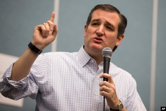 Republican presidential candidate Sen. Ted Cruz, R-Texas, speaks during a campaign event at Heartland Acres Agribition Center in Independence, Iowa, Jan 25, 2016.