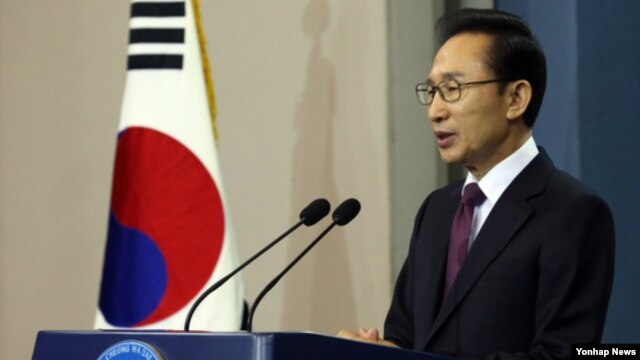 19일 청와대 춘추관에서 퇴임연설하는 이명박 대통령.
