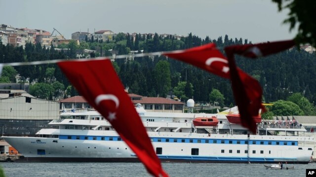 Turkish aid ship, the Mavi Marmara, is seen in Istanbul, Turkey on May 30, 2011.