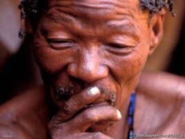 A Bushman inside his traditional territory in Botswana’s Central Kalahari Game Reserve [CKGR]