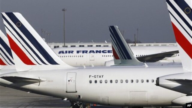 Air France planes are parked on the tarmac at Paris Charles de Gaulle airport, in Roissy, near Paris. (Feb 2012 photo)