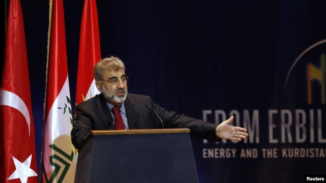 Turkish Energy Minister Taner Yildiz speaks during the first International Energy Arena in Arbil, about 350 kilometers north of Baghdad, Iraq, May 20, 2012.