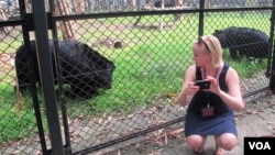 Jessica Beinacke at the Moon Bear rescue center near Chengdu, China