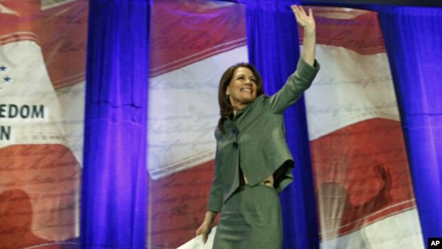 US Representative Michele Bachmann arrives to speak at the Faith & Freedom Conference and Strategy Briefing in Washington, DC, June 3, 2011