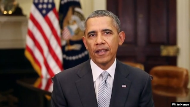 FILE - President Barack Obama delivers his weekly speech, April 5, 2014.
