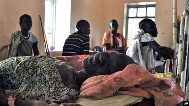 A lady recovering from Kala Azar disease in Old Fangak clinic, South Sudan, April 19, 2012  