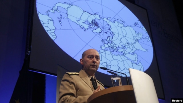 NATO Supreme Allied Commander Europe (SACEUR) U.S. Navy Admiral James Stavridis delivers a speech before a panel discussion in Berlin January 24, 2012.  