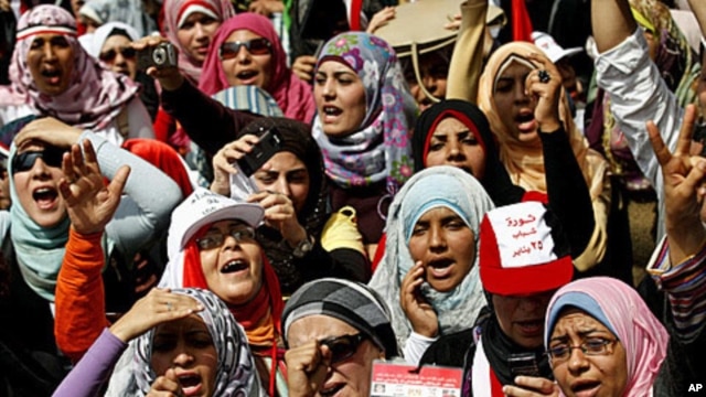 Egyptian women chant slogans during demonstrations in Cairo's Tahrir Square (file photo)