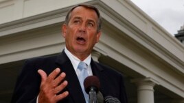 U.S. Speaker of the House John Boehner speaks briefly after a meeting with U.S. President Barack Obama at the White House, March 1, 2013.