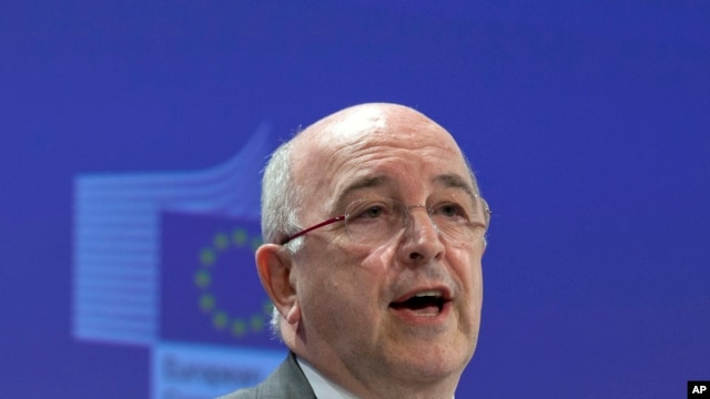 European Commissioner for Competition Joaquin Almunia speaks during a media conference at EU headquarters in Brussels, Belgium, Mar. 6, 2013.