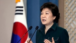 South Korea's President Park Geun-hye speaks to the nation at the presidential Blue House in Seoul, March 4, 2013 file photo. 