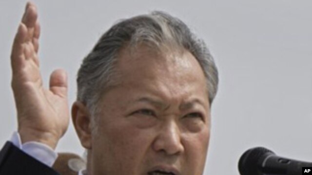 Kyrgyzstan's deposed President Kurmanbek Bakiyev delivering a speech to his supporters during a rally in the town of Jalalabad, southern Kyrgyzstan in April (FILE).