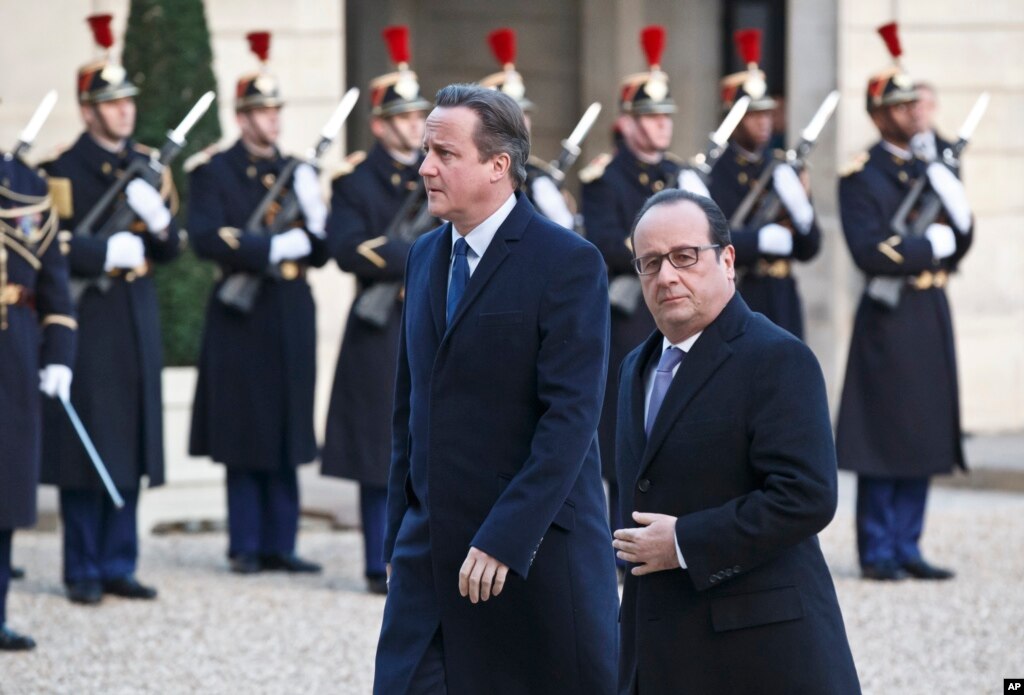 Премьер-министр Великобритании Дэвид Камерон и президент Франции Франсуа Олланд