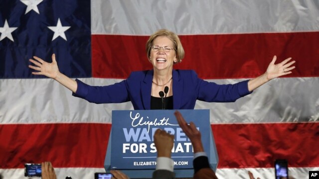 Dân biểu Dân chủ, bà Elizabeth Warren, thắng đương kim Thượng nghị sĩ Scott Brown tại Massachusetts.