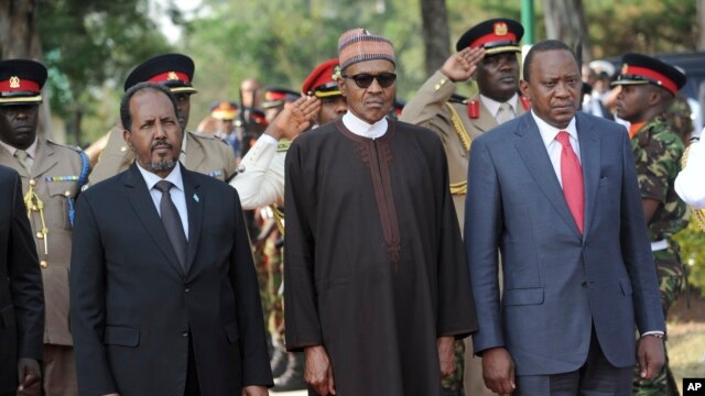 Rais Hassan Sheikh, Somalia, Muhammadu Buhari, Nigeria na mwenjeji wao Uhuru Kenyatta wa Kenya.