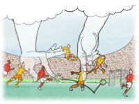 The invisible hands of the soccer gods. Illustration by Steve Fuchs.