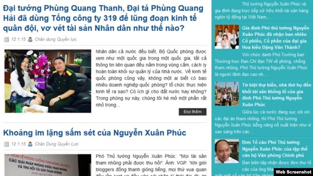‘Chân dung quyền lực’ là trang blog một thời được nhiều người theo dõi, từng đăng tải nhiều bài về các ‘phi vụ làm ăn’ của gia đình Đại tướng Phùng Quang Thanh.