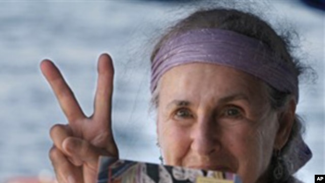 Lillian Rosengarten, 75, of the U.S, one of 9 Jewish activists before setting sail from Turkish-occupied northern Cyprus in a bid to breach the Israeli naval blockade of Gaza, 26 Sep 2010
