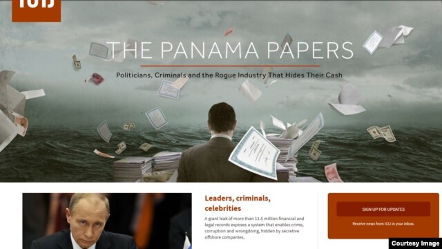 Hình chụp từ website của Panama Papers, ngày 3 tháng 4, 2016