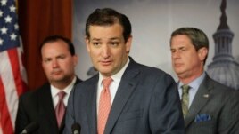 Thượng nghị sĩ Cộng hòa Ted Cruz (giữa) được xem là kiến trúc sư chính của vụ giằng co ngân sách một mất một còn.