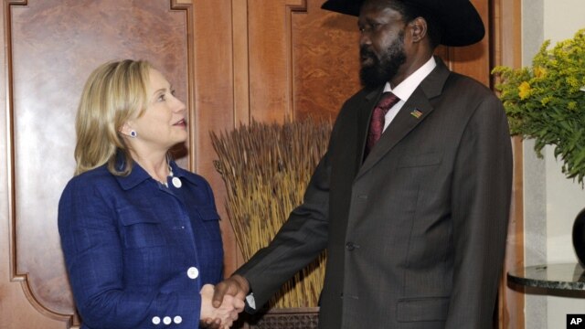 Hillary iyo madaxwyne Salva Kiir