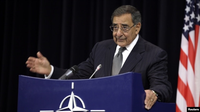 US Defense Secretary Lean Panetta after a meeting of NATO Defense Ministers at NATO headquarters in Brussels, October 10, 2012. 