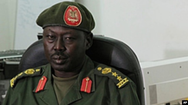 SPLA spokesman, Col. Philip Aguer, shown here at a briefing in March 2012, says South Sudanese soldiers have killed more than two dozen members of David Yau Yau's rebel group. (AP)